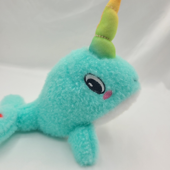 MTY Narwhal Unicorn Rainbow Horn Plush Heart Tail Stuffed Animal Embroidered 9" - Picture 3 of 12